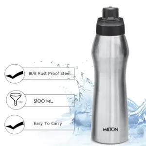 ACTIVE Stainless Steel Water Bottle, 1000ml, Silver