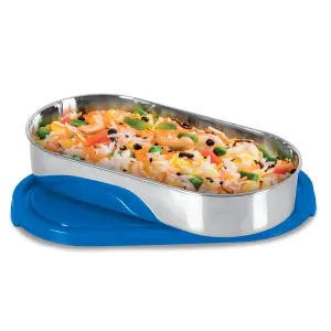Steel Slider Stainless Steel Container, 650ml, Blue Tiffin