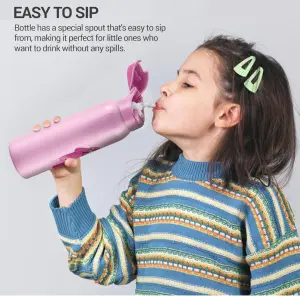 Milton Sportive 600 Thermosteel Vacuum Insulated Water Bottle, 580 ml, Hot & Cold, Spill & Leakproof Water Bottle for Kids, School, Travel Bottle, Pink with Barbie Print