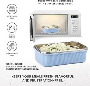 cool touch rectangular stainless steel container, 800 ml, blue 