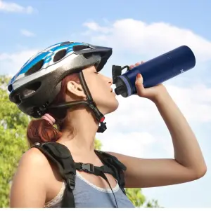 Sparkle 600 Thermosteel Water Bottle with Easy Sip Cap and Handle, 620 ml, Vacuum Insulated Stainless Steel, Hot and Cold, On The Go Bottle for Office College, Blue