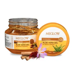 MEGLOW 100g Aloevera Gel (Kesar and Chandan 