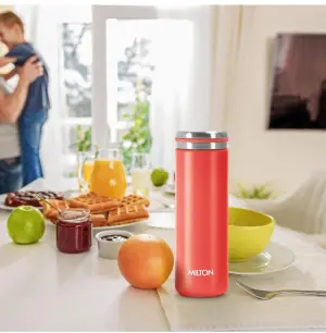 Shiny 300 Thermosteel Water Bottle 300 ml, 24 Hr Hot and Cold I Leak Proof Lid, ISI Certified I Vacuum Insulated I for Office, Gym, School I Red