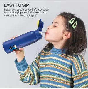 Milton Sportive 400 Thermosteel Vacuum Insulated Water Bottle, 400 ml, Hot & Cold, Spill & Leakproof Water Bottle for Kids, School, Travel Bottle, Mono Blue with Superman Print