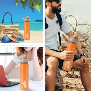 GRIPPER Stainless Steel Water Bottle, 750 ml, Orange
