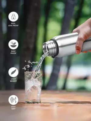 BRIM Stainless Steel Silver Colour Water Bottle (600ml) 