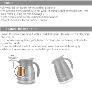 Milton Bistro 1100 Thermosteel Carafe, 1000 ml, Brown