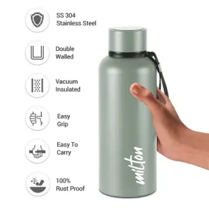 Aura 500 Thermosteel Water Bottle, ISI Certified, 24 Hr Hot and Cold 500ml Steel Flask (Pack of 1, Grey)