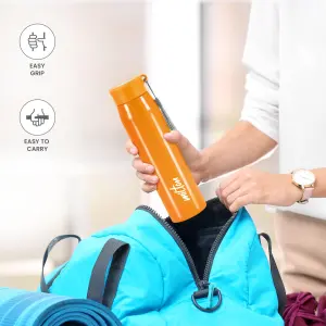 Handy Stainless Steel Sipper Orange Colour Water Bottle (850 ML) 