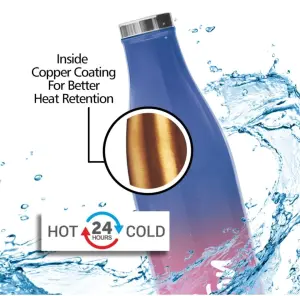 PRUDENT-500 Thermosteel Hot & Cold Water Bottle 510 ml Steel Flask (Pack of 1, Pink, Blue)