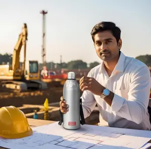 Milton Duo DLX 1800 Thermosteel Water Bottle 1700 ml, 24 Hr Hot and Cold I Leak Proof Lid, ISI Certified I Vacuum Insulated I for Office, Gym, School I Silver