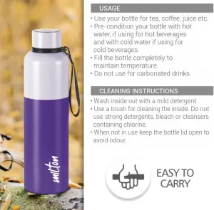 Ancy 1000 Thermosteel Water Bottle, ISI Certified, 24 Hr Hot and Cold 1000 ml Steel Flask (Pack of 1, Purple)