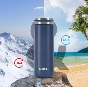 Shiny 300 Thermosteel Water Bottle 300 ml, 24 Hr Hot and Cold I Leak Proof Lid, ISI Certified I Vacuum Insulated I for Office, Gym, School I Blue