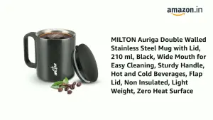 Auriga Double Walled Stainless Steel Mug 250 ml, Black 
