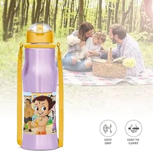 SIPMATE Chhota Bheem Stainless Steel Kids Water Bottle 450 ml