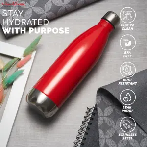 PLAIN LID BOTTLES RED SHINE COLOUR 1000 ML