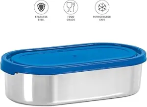 Steel Slider Stainless Steel Container, 650ml, Blue Tiffin