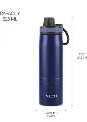 Sparkle 600 Thermosteel Water Bottle with Easy Sip Cap and Handle, 620 ml, Vacuum Insulated Stainless Steel, Hot and Cold, On The Go Bottle for Office College, Blue