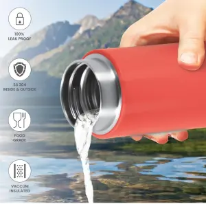 Shiny 300 Thermosteel Water Bottle 300 ml, 24 Hr Hot and Cold I Leak Proof Lid, ISI Certified I Vacuum Insulated I for Office, Gym, School I Red