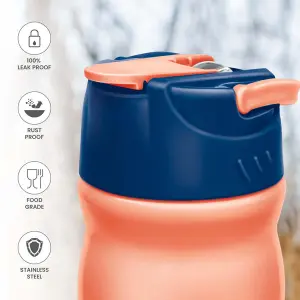 MAX - Stainless Steel Sipper Orange Colour Water Bottle 600ml