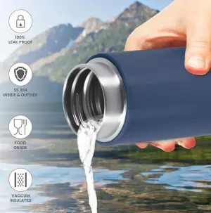 Shiny 300 Thermosteel Water Bottle 300 ml, 24 Hr Hot and Cold I Leak Proof Lid, ISI Certified I Vacuum Insulated I for Office, Gym, School I Blue