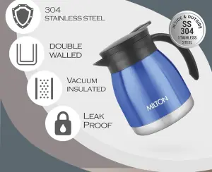 Milton Bistro 600 Thermosteel Carafe, 490 ml, Blue, Stainless Steel
