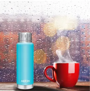  Elfin 300 Thermosteel Water Bottle 300 ml, 24 Hr Hot and Cold I Leak Proof Lid, ISI Certified I  Light Blue