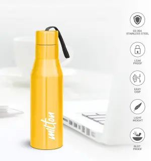 Super Stainless Steel Water Bottle Yellow Colour (750 ml) 