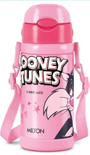 Milton Charmy 350 Looney Tunes Thermosteel Kids Water Bottle, 330 ml, Pink | Vacuum Insulated | Hot & Cold | Leak Proof | Rust Proof | School | Picnic