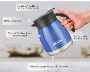 Milton Bistro 600 Thermosteel Carafe, 490 ml, Blue, Stainless Steel
