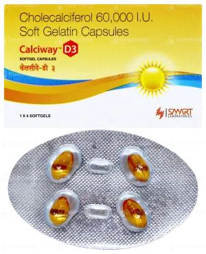 Calciway D3 Softgel (Cholecalciferol 60,000 IU. Soft Gelatin Capsules)