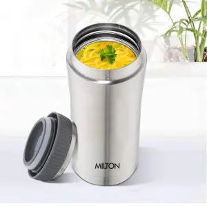 Milton Optima 420 Thermosteel Hot and Cold Flask,Silver | ISI Certified | Vacuum Insulated | Rust Proof | Leak Proof | Tea | Coffee | Juice