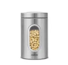 Steel Clear Round 1000-2 PCS Set - 1000 ml Steel Grocery Container (Pack of 2, Silver)