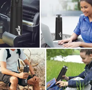 Milton Atlantis 900 Thermosteel Water Bottle 750 ml, 24 Hr Hot and Cold I Leak Proof Lid, ISI Certified I Double Wall Vacuum Insulated Flask for Office, Gym, School, Sports, Travel I Black