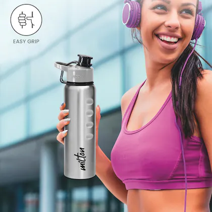 GRIPPER Stainless Steel Water Bottle, 750ml, Silver