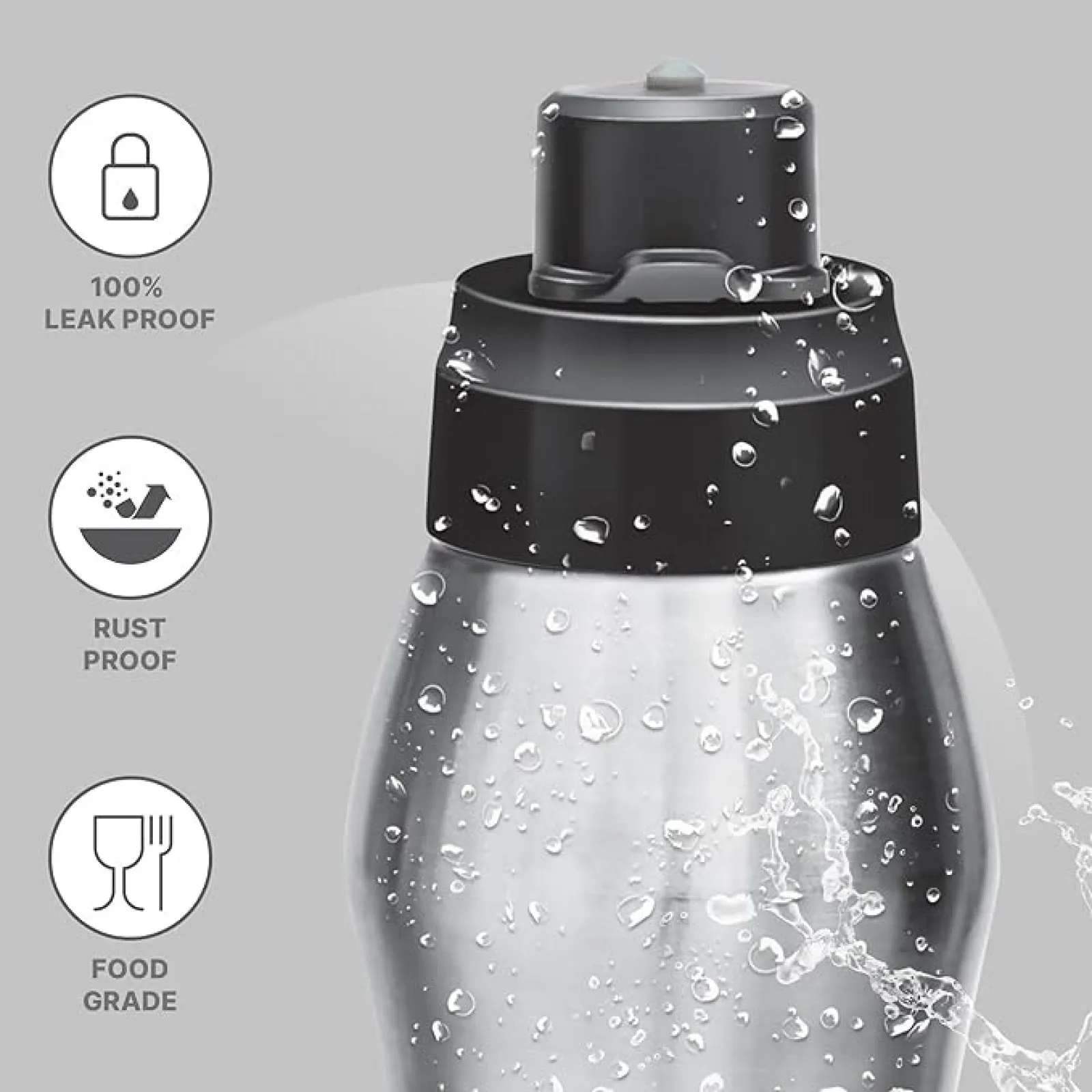 ACTIVE Stainless Steel Water Bottle, 1000ml, Silver