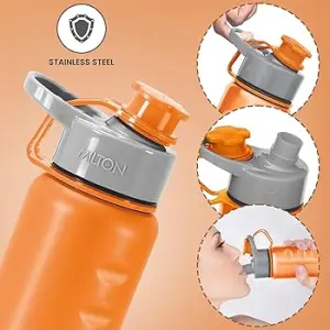 GRIPPER Stainless Steel Water Bottle, 1000ml, Orange