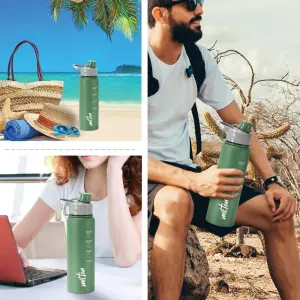 GRIPPER Stainless Steel Water Bottle, 750ml, Green