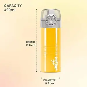 VOGUE Stainless Steel Yellow Colour Water Bottle 500 ml