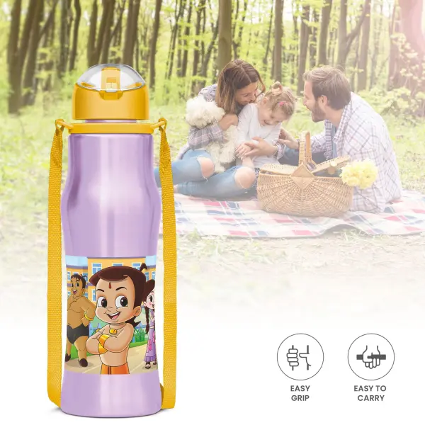 SIPMATE Chhota Bheem Stainless Steel Kids Water Bottle 650 ml